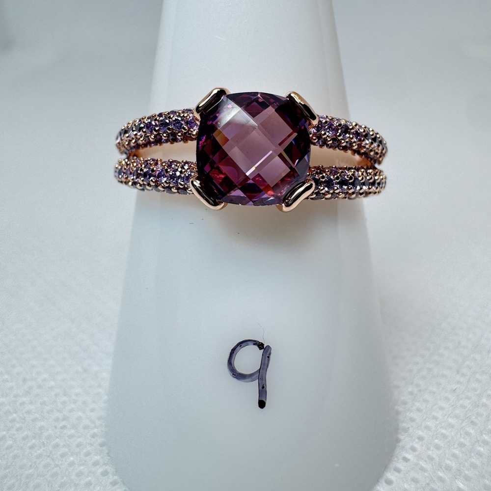 Ring Bomb Party Sparkling Roads Lead Home RG83963 Rose Gold Amethyst Ring Size 9
